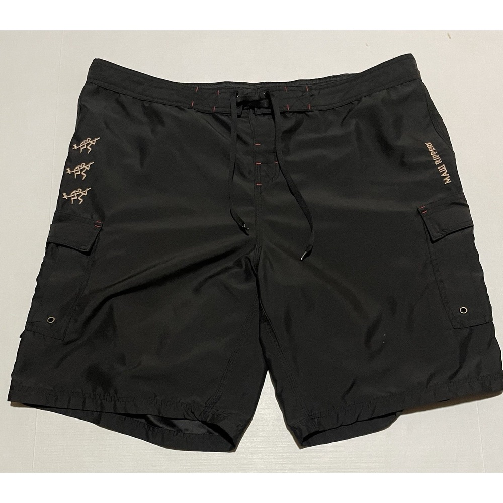 Hawaiian Maui Rippers‎ Board Shorts Mens Size 42 X 9 Black Embroidered Logo